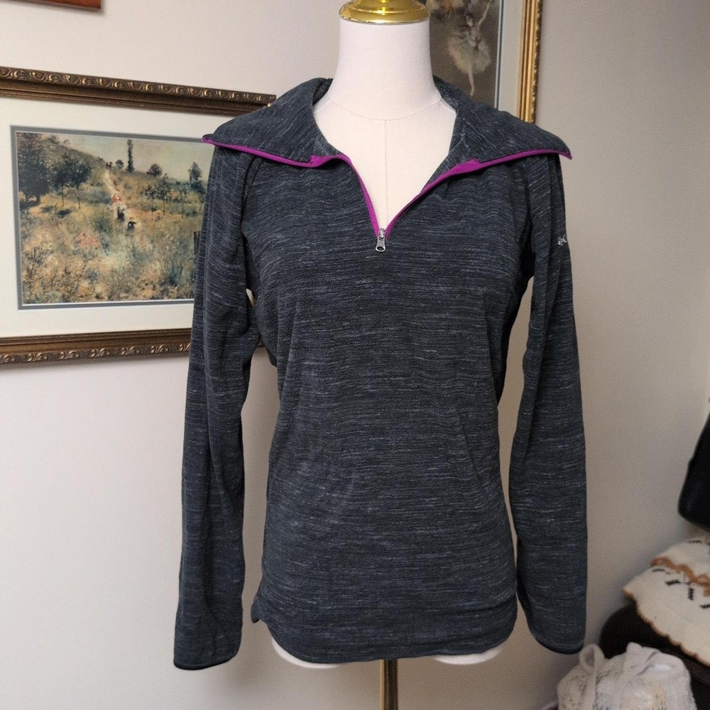 Columbia Women's Charcoal and Purple Quarter-Zip Sweatshirt